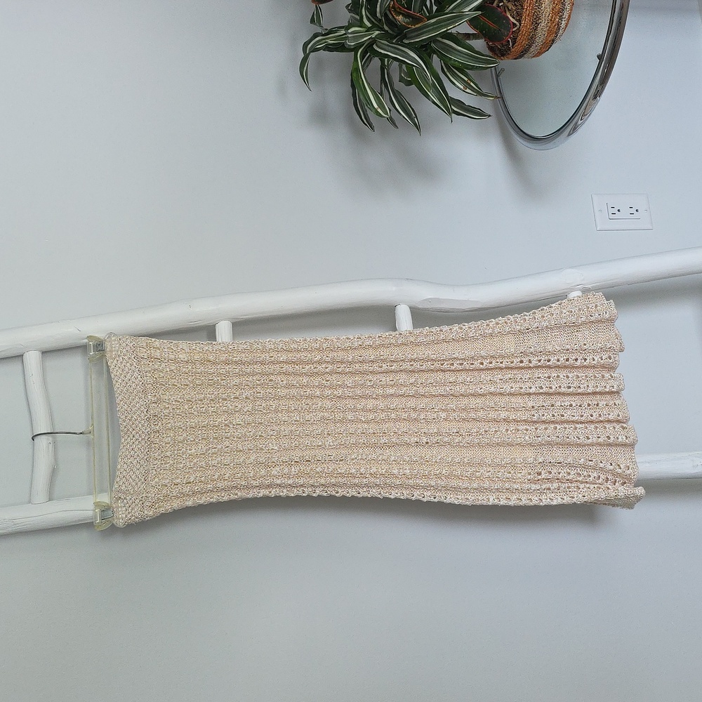 RACHEL Rachel Roy Cream Crochet Ribbed Pencil Skirt